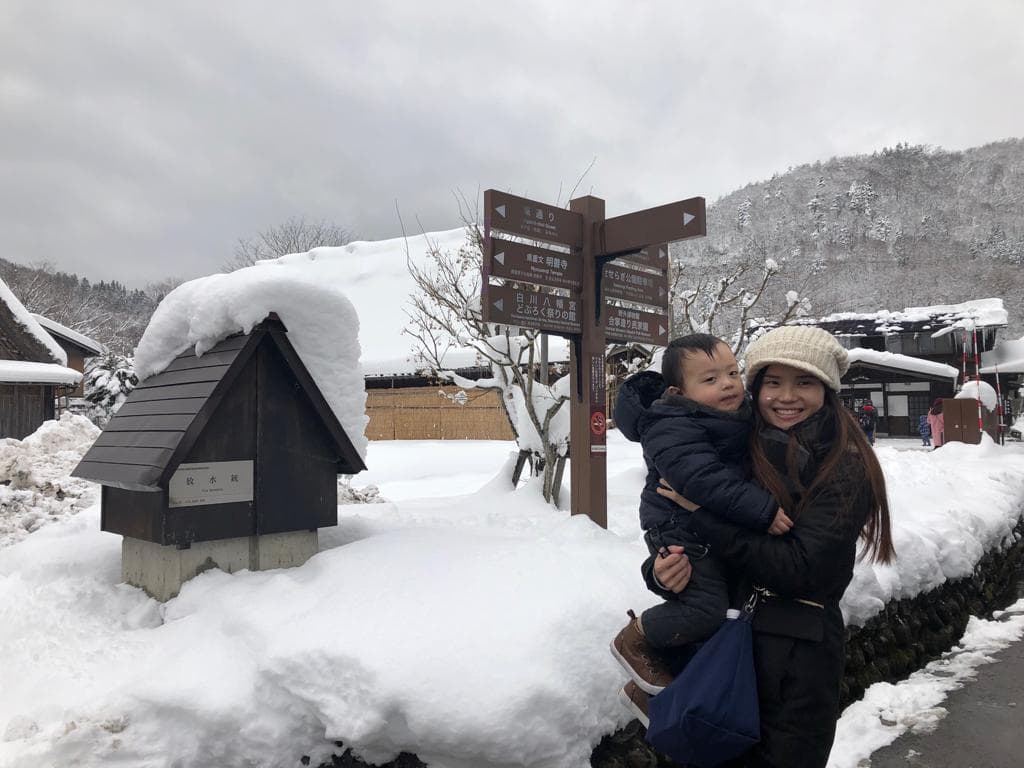The fairytale Gites-style houses of Shirakawago during the snow season.
